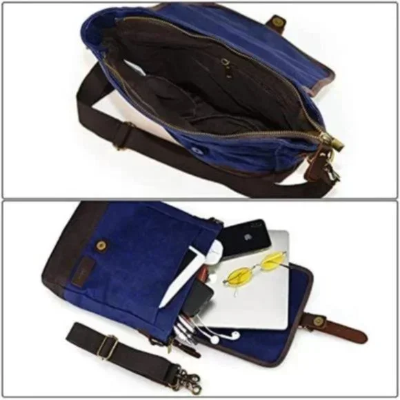 New Messenger Bag Canvas Blue - Picture 4 of 5